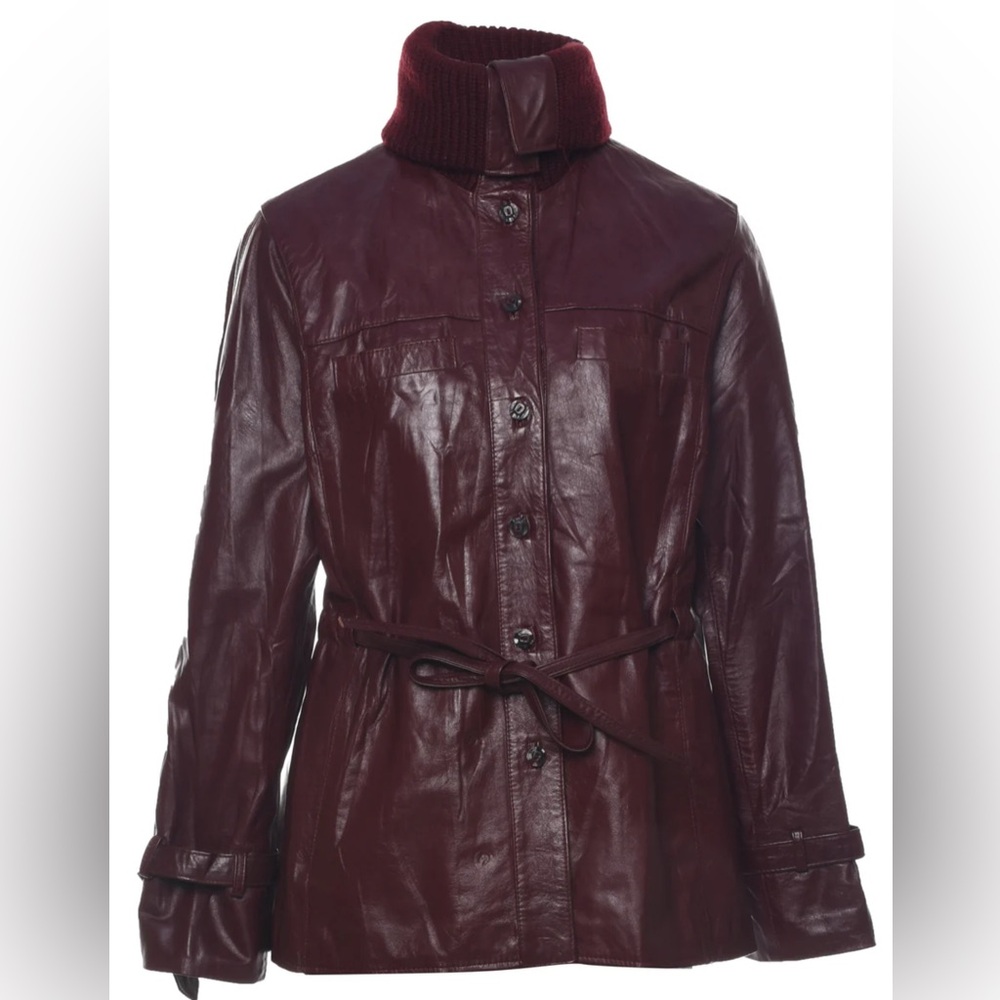 Women's Burgundy Leather Jacket